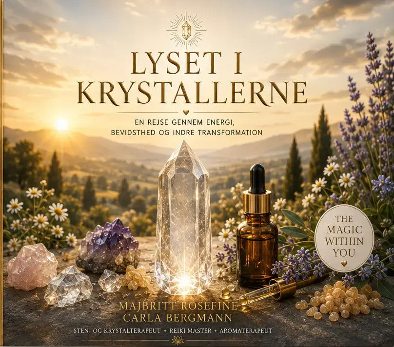 Forsiden af bogen Lyset i krystallerne af Majbritt Rosefine Carla Bergmann