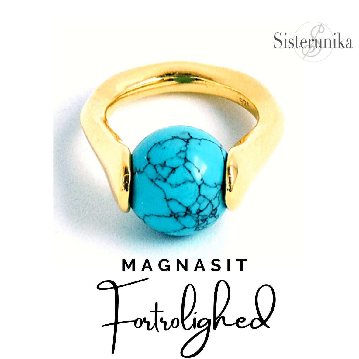 Turkis magnesit håndslebet ædelsten til Magic ring fra Sisterunika - Sisterunika